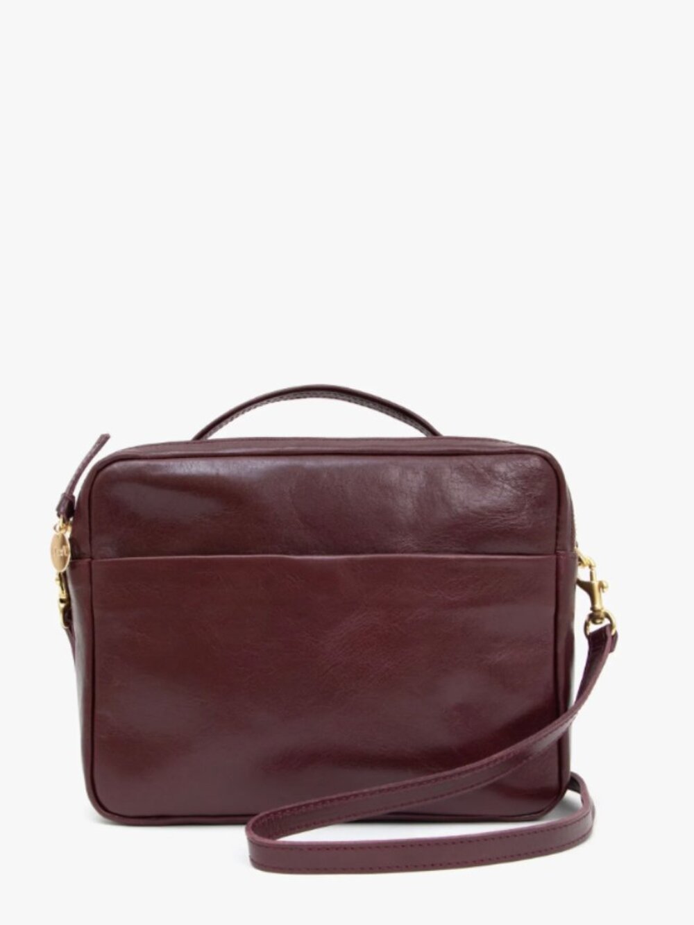 CLARE V. Mirabel Crossbody Bag Rustic Plum Leather